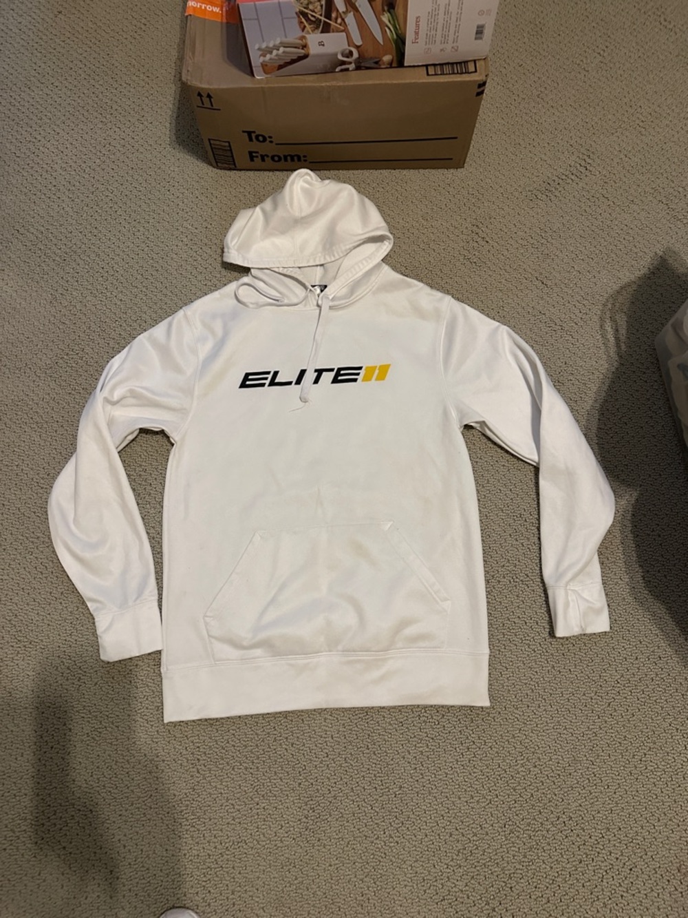 ELITE 11 Camp Hoodie White with Logo Mens M
